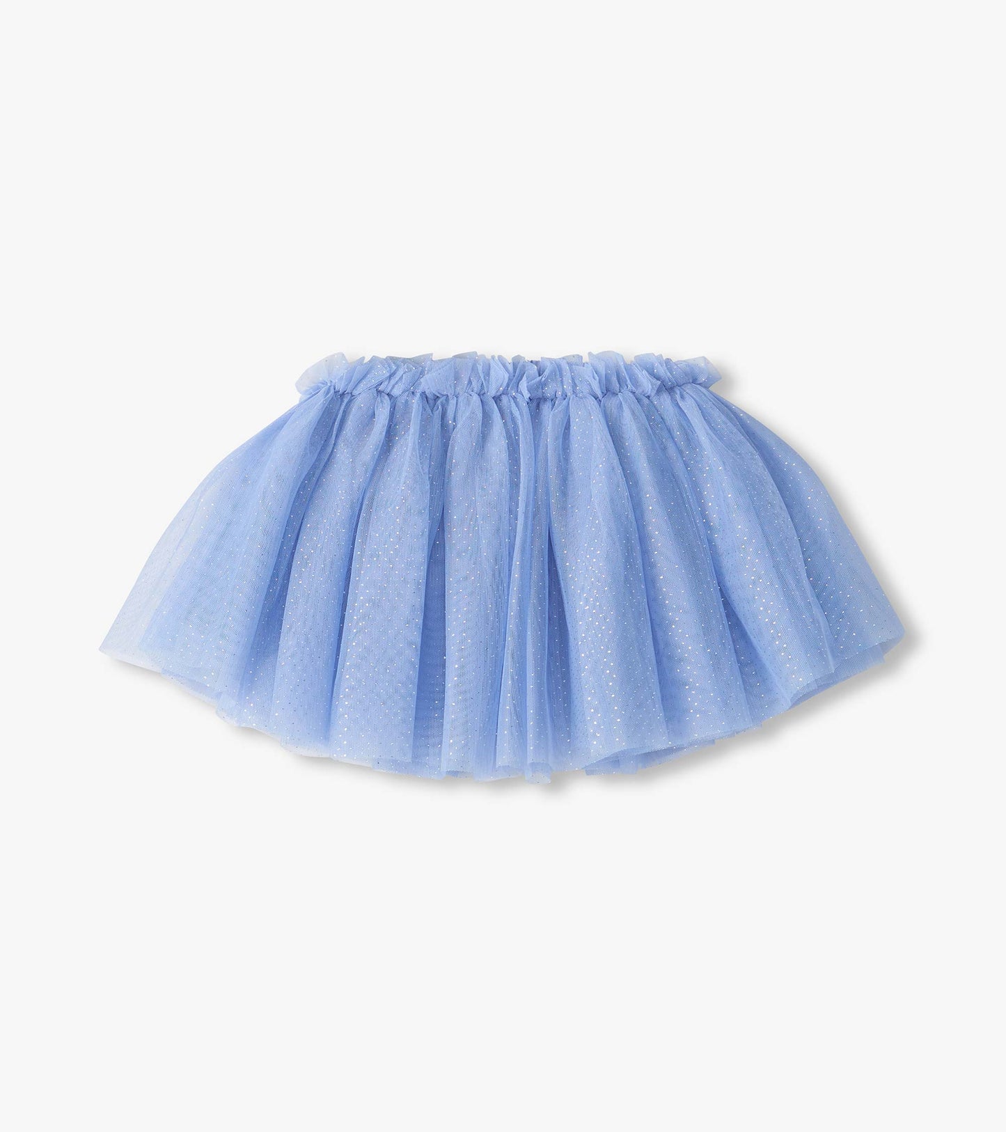 Kentucky Blue Puffy Tutu, front view with gathered waistband and sparkly light blue layers