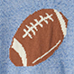 View Boys Football Crew Neck Sweater Brown football with white laces on heathered blue knit