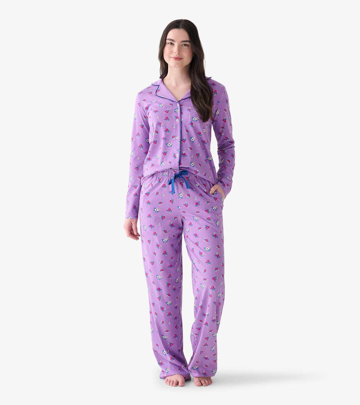 Women's Lilac Bouquet Cotton Pajama Set