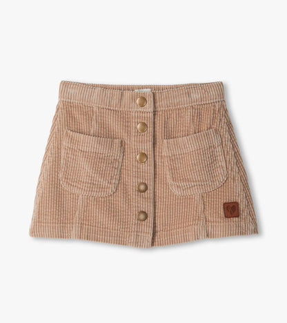 Girls Taupe A-Line Corduroy Skirt