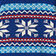 View Boys Winter Fair Isle Crew Neck Sweater Blue knit swatch with white snowflakes and red, white, and blue Fair Isle pattern