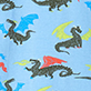 View Boys Dragons Cotton Pajama Set Blue swatch with green and red dragon print