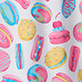 View Girls Macarons Nightdress White swatch with colorful macarons and striped candy motifs