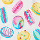 View Girls Macaron Bamboo Pajama Set White swatch with colorful macarons and popsicles in pink, blue, yellow, and orange