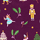 View Baby Girls Nutcracker Cotton Sleeper Purple swatch with colorful nutcracker, ballerina, tree, and toy motifs