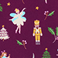 View Girls Nutcracker Cotton Pajama Set purple swatch with nutcracker, ballerina, Christmas tree, candy cane, and floral motifs