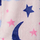 View Girls Night Sky Fuzzy Fleece Robe Pink swatch with blue crescent moon, blue stars, and pink stars