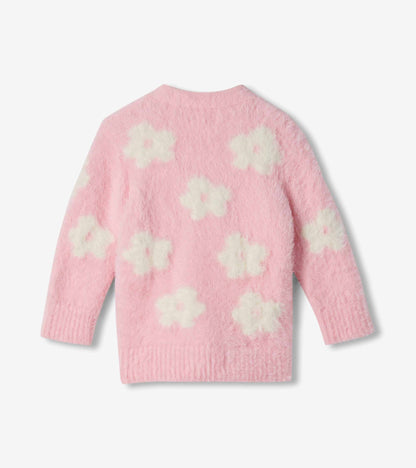 Baby & Toddler Girls Pink Flower Fuzzy Cardigan