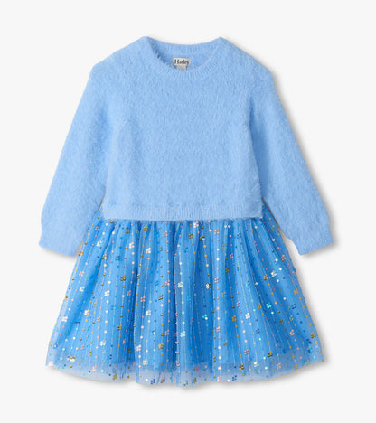Girls Jelly Bean Sequins Fuzzy Mixed Dress