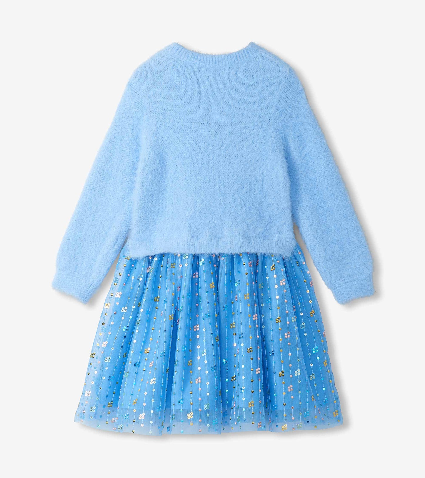 Girls Jelly Bean Sequins Fuzzy Mixed Dress