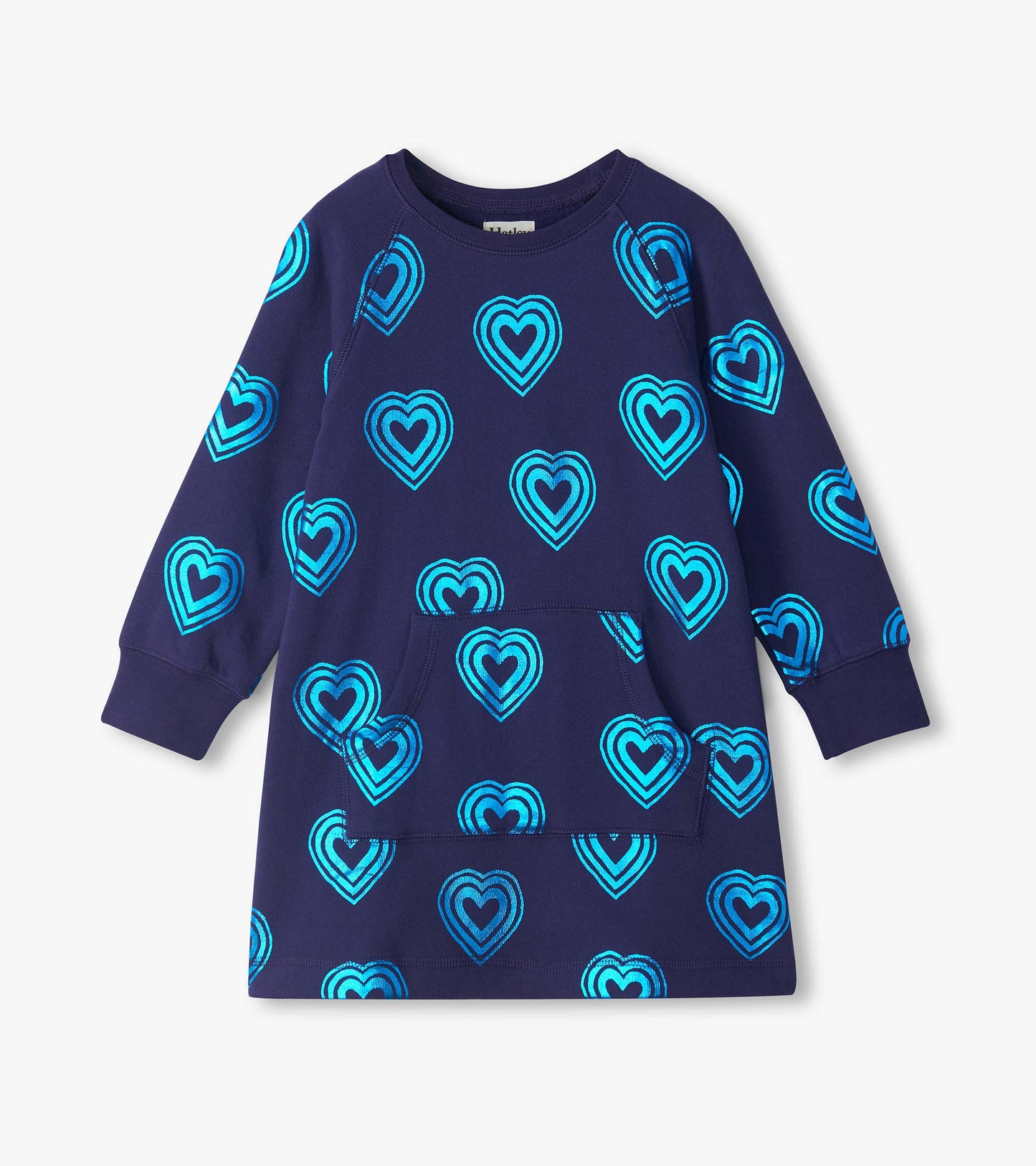 Girls Rainbow Hearts Sweatshirt Dress