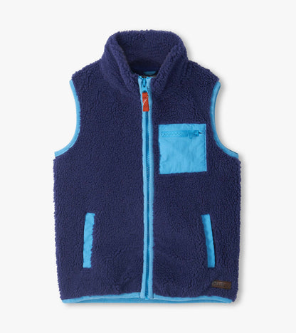 Boys Patriot Blue Faux Sherpa Vest