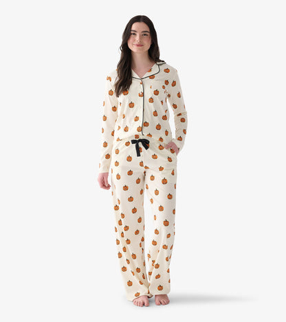 Women's Glowing Pumpkins Two Piece Pajama Set