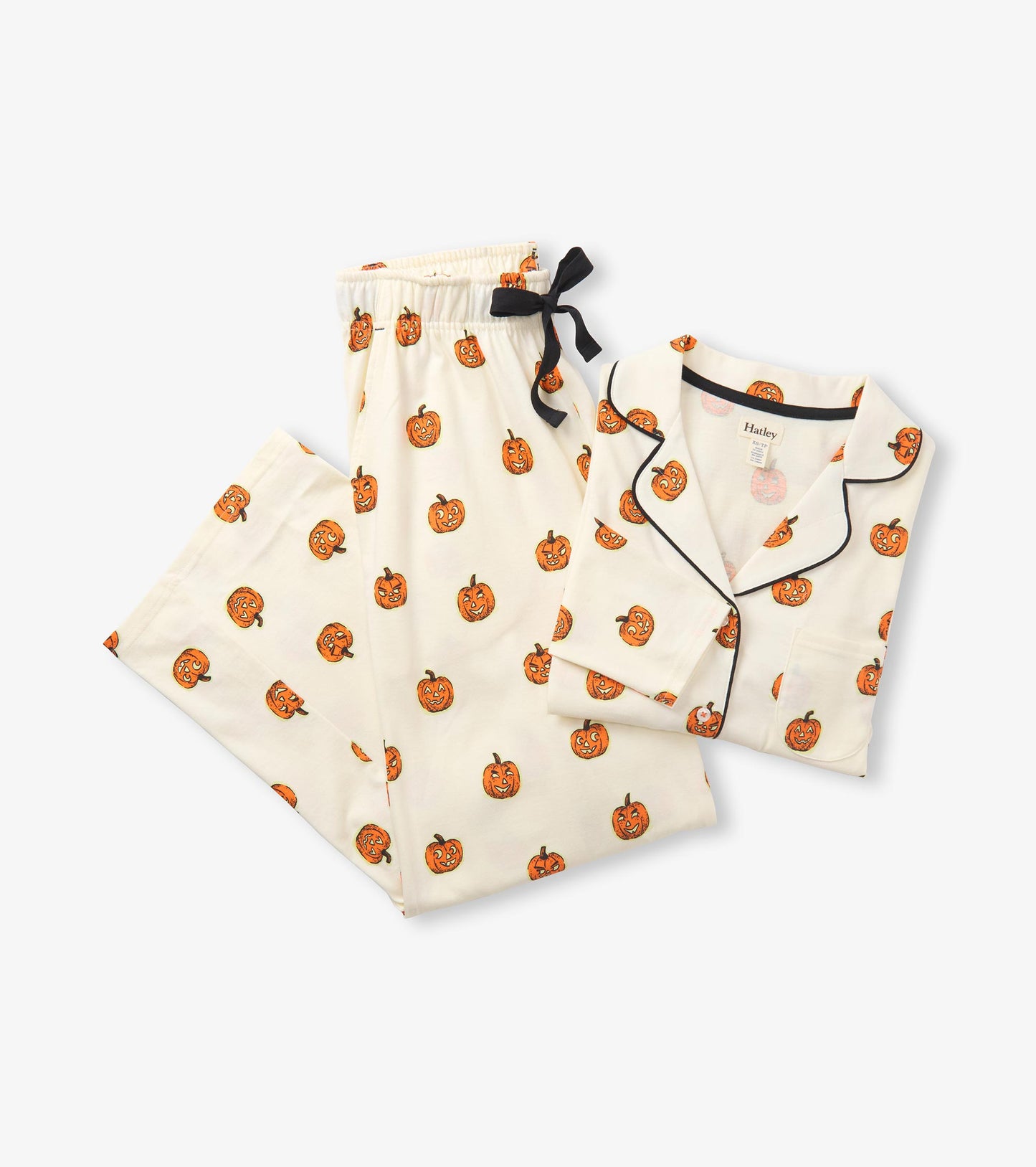 Women's Glowing Pumpkins Two Piece Pajama Set