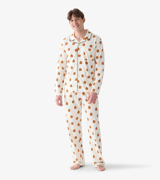 Men's Glowing Pumpkins Two Piece Pajama Set
