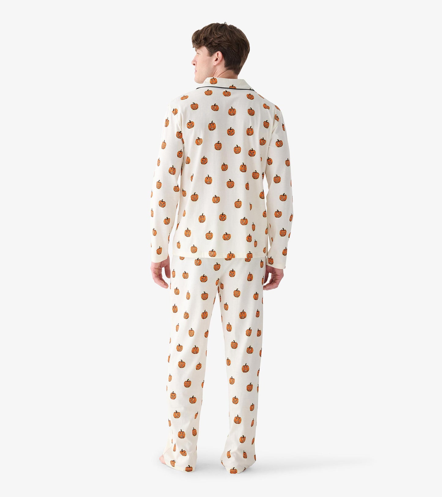 Men's Glowing Pumpkins Two Piece Pajama Set