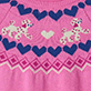 View Baby & Toddler Girls Pink Pups Sweater Dress Pink knit swatch with rows of purple hearts, small white dogs, and zigzag stripes
