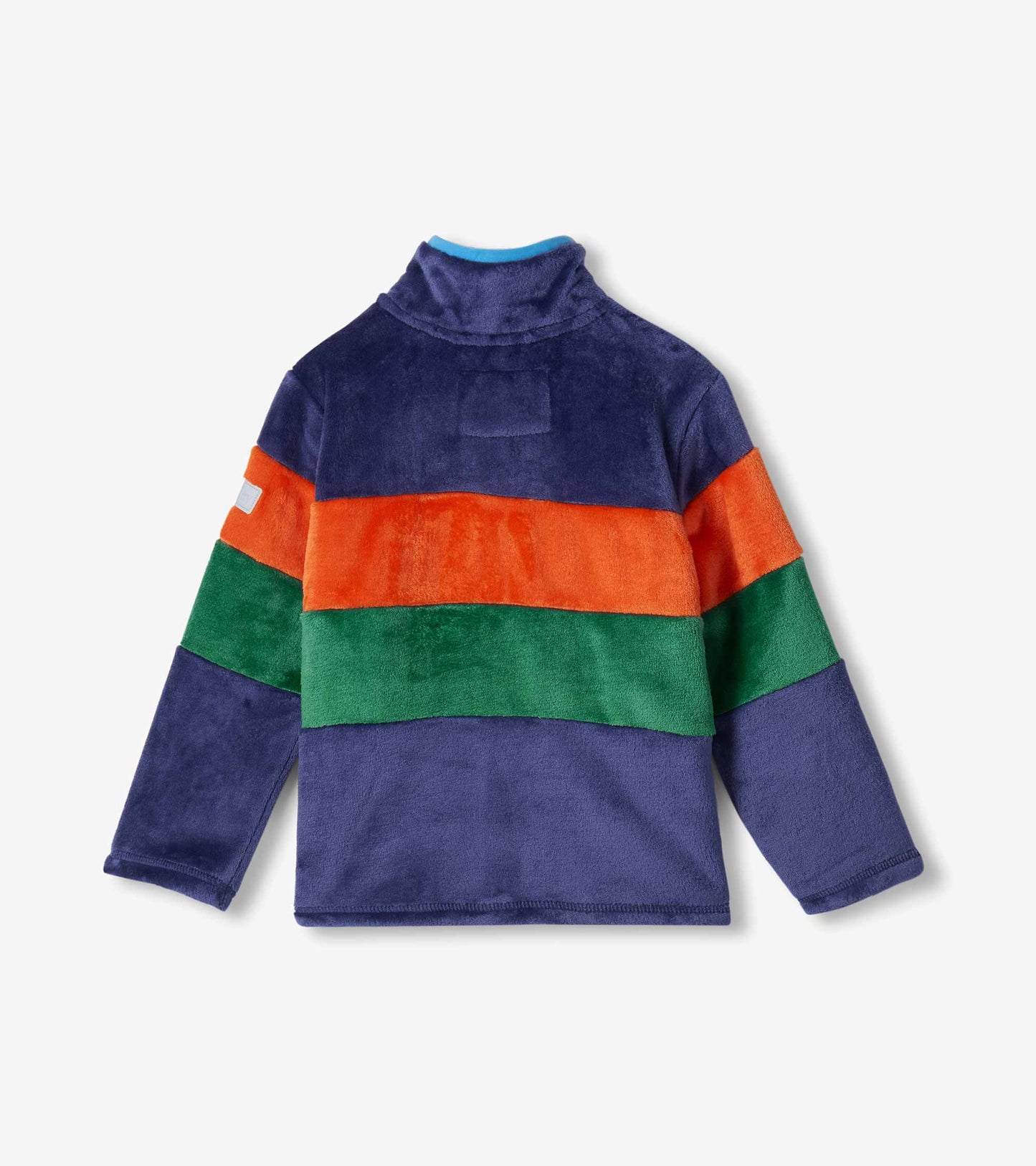 Boys Blue Colorblock Mockneck Fleece Jacket