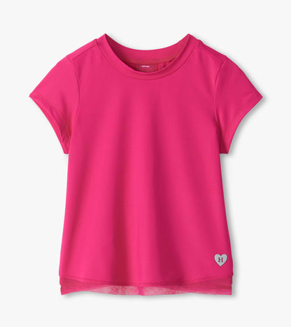 Girls Pink Yarrow Mesh Trim T-Shirt
