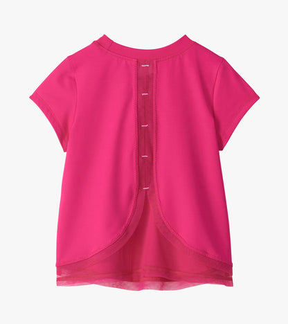 Girls Pink Yarrow Mesh Trim T-Shirt