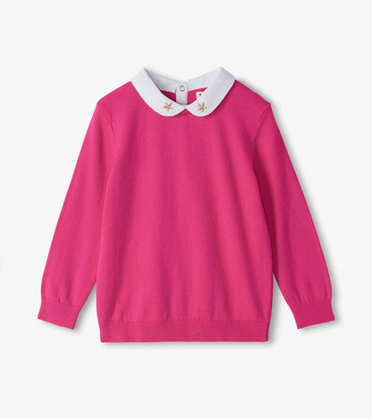 Girls Pink Yarrow Peter Pan Collar Sweater