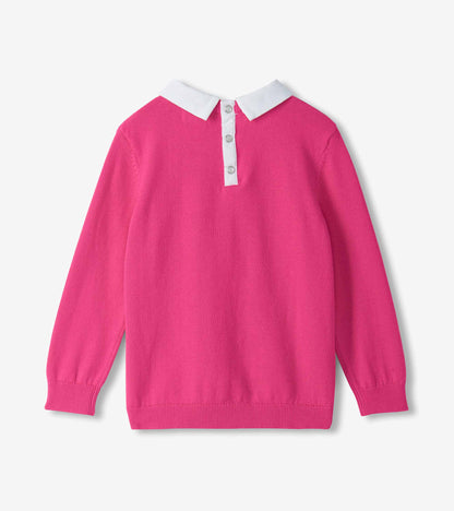 Girls Pink Yarrow Peter Pan Collar Sweater