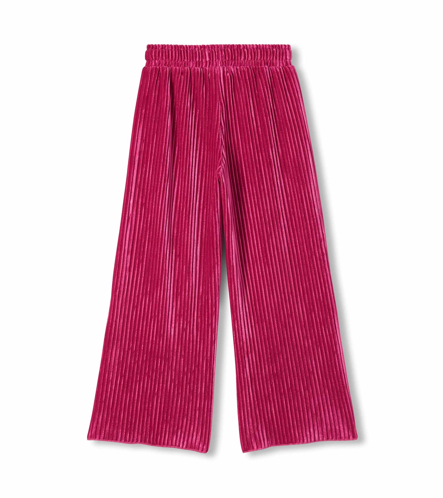 Girls Pink Pleated Velour Relaxed Pants
