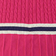 View Girls Pink Yarrow Pleated Cable Dress Pink knit swatch with cable texture and narrow navy and cream stripe