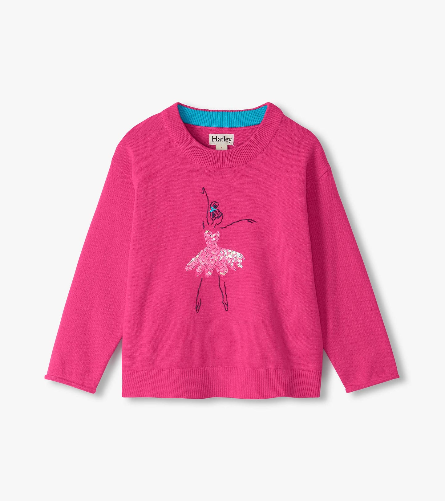 Girls Sequin Ballerina Crew Neck Sweater