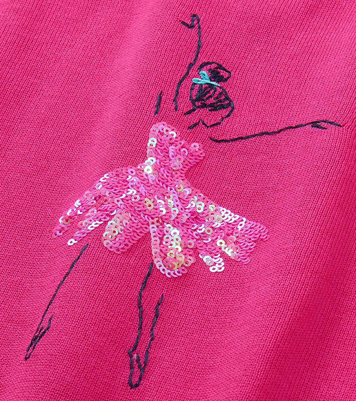Girls Sequin Ballerina Crew Neck Sweater