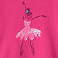View Girls Sequin Ballerina Crew Neck Sweater Pink swatch with a ballerina in a pink sequined tutu