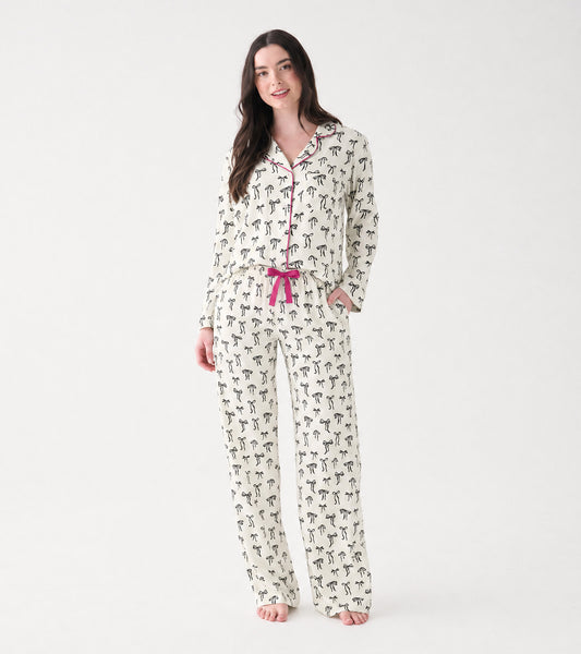 Women's Ribbon Bows Cotton Pajama Set