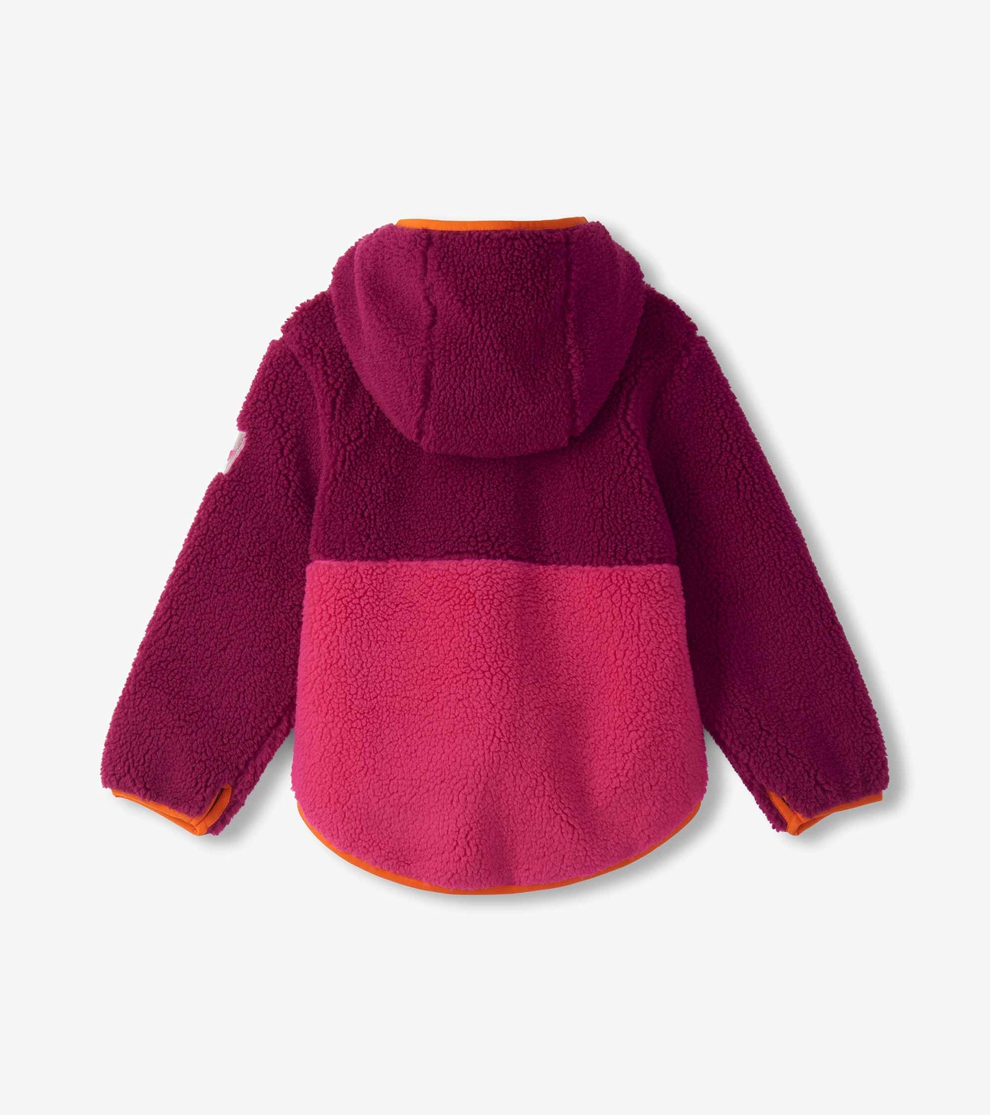 Girls Raspberry Faux Sherpa Hooded Jacket