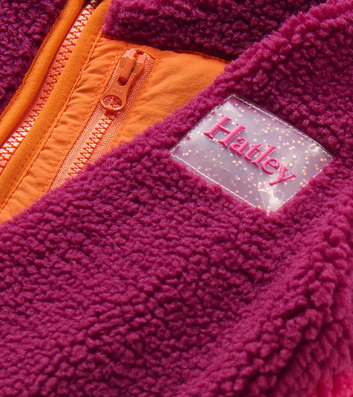 Girls Raspberry Faux Sherpa Hooded Jacket