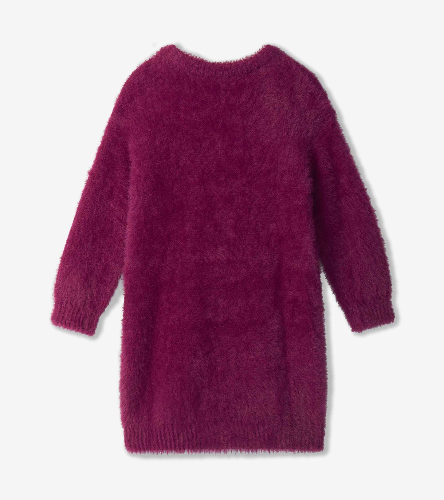 Girls Raspberry Hearts Fuzzy Sweater Dress