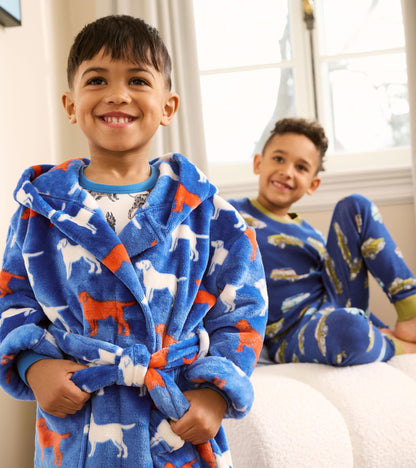 Boys Dog Silhouette Fuzzy Fleece Robe
