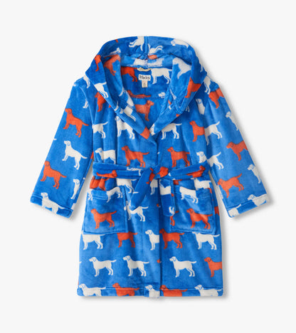 Boys Dog Silhouette Fuzzy Fleece Robe
