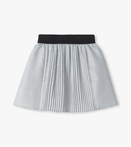 Girls Silver Glitter Pleated Fun Skirt