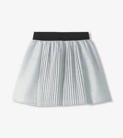Girls Silver Glitter Pleated Fun Skirt