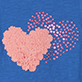 View Girls Double Hearts Graphic T-Shirt Pink heart overlapping a blue heart with pink dots on a blue background