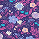 View Baby Girls Tiny Flowers Cotton Sleeper Purple swatch with small pink and white flowers and dark blue leaves