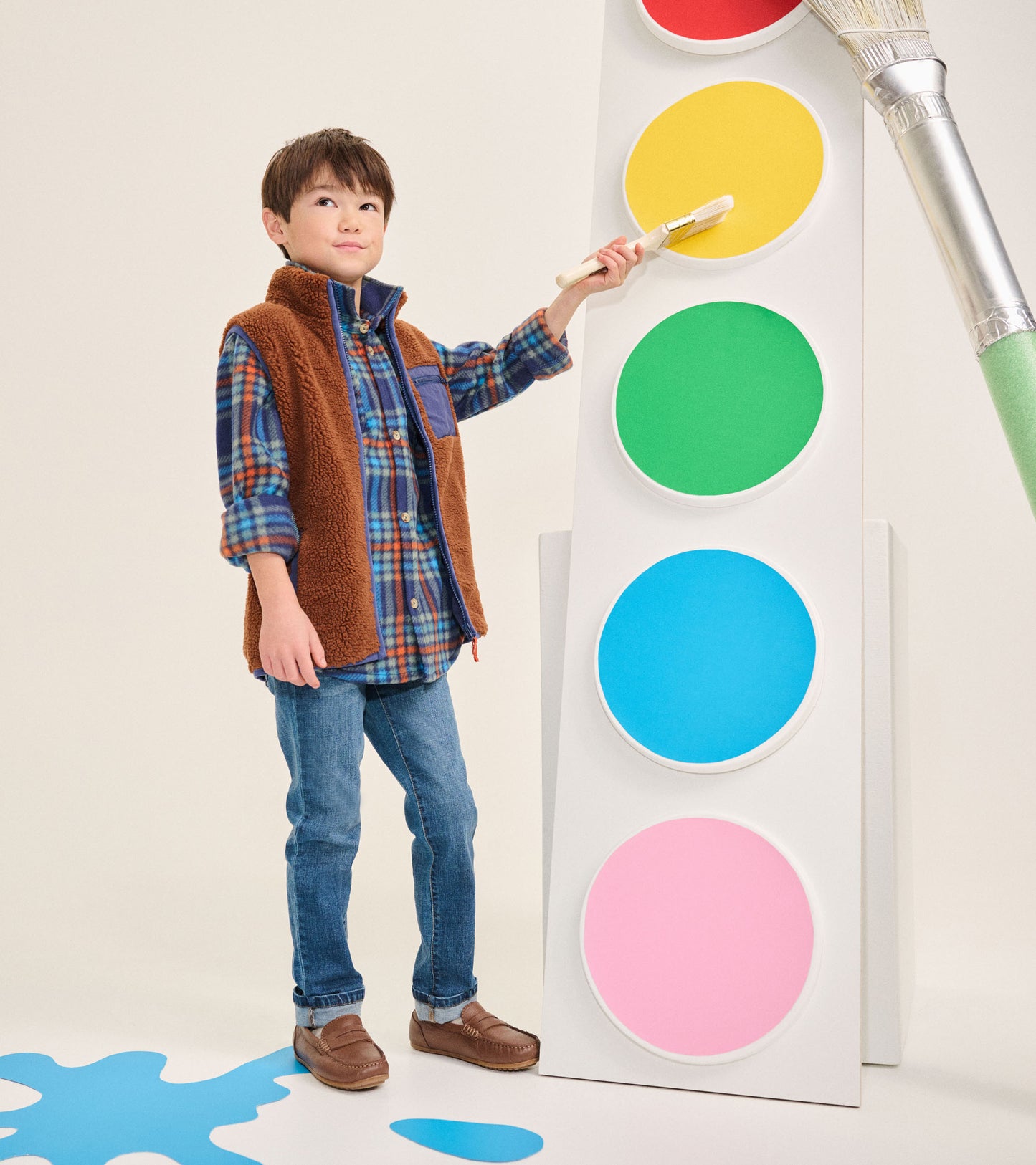 Boys Varsity Plaid Fleece Button Down Shirt