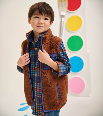Boys Varsity Plaid Fleece Button Down Shirt