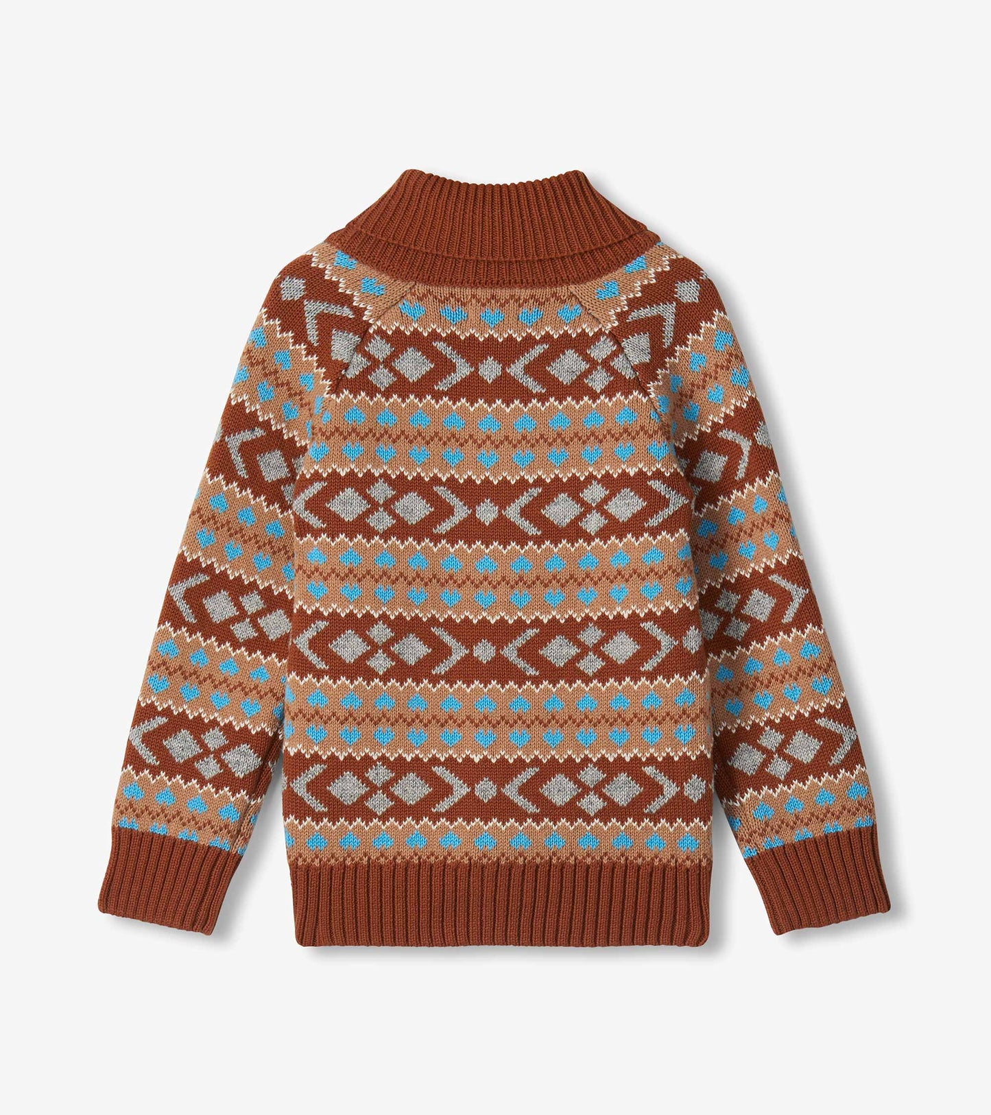 Boys Woodsy Fair Isle Shawl Collar Cardigan