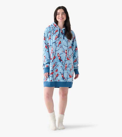 Adult Winter Cardinals Oversized Fleece Hoodie