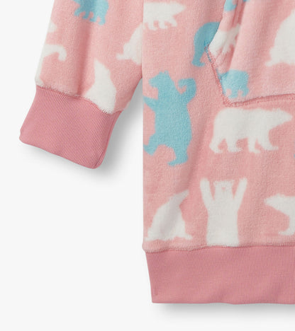 Women's Pink Polar Bears Oversized Fleece Hoodie