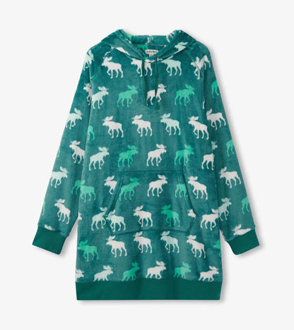 Women's Minty Moose Silhouette Oversized Fleece Hoodie