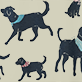 View Bandana Labs Women's Cotton Pajama Pants - Illustrated black and gray dogs on a light background