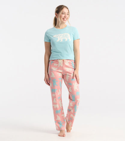 Women's Pink Polar Bears Jersey Pajama Pants