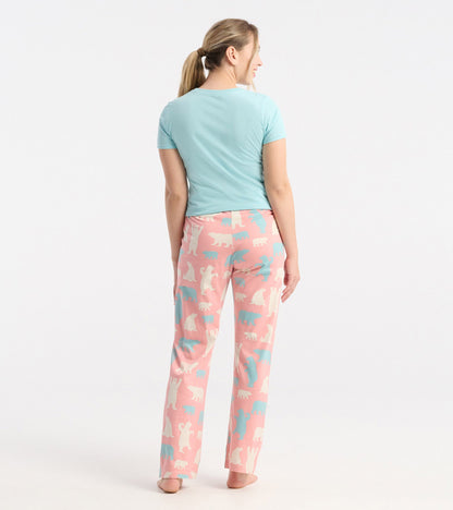 Women's Pink Polar Bears Jersey Pajama Pants